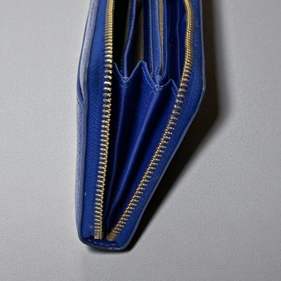 Kate Spade Laurel Way Neda Large Wallet Pebbled Leather Zip Up Cornflower Blue - Picture 9 of 14